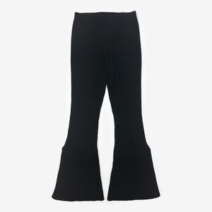 Something Navy Ribbed Knitted Flare Pants Size M Black Wool Blend